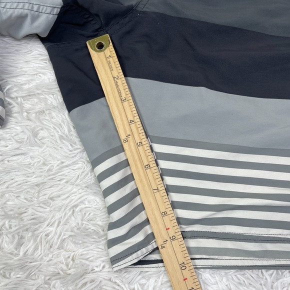 Patagonia‎ Shorts Mens 38 Gray Striped Wavefarer Printed Board Short Swim Pocket - Picture 7 of 11